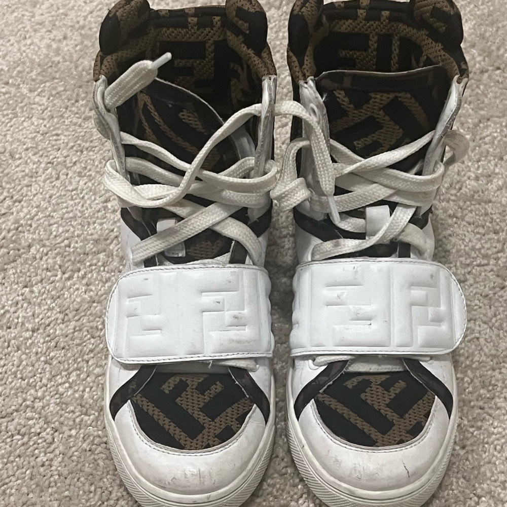 Fendi Kids White High-Top Sneakers